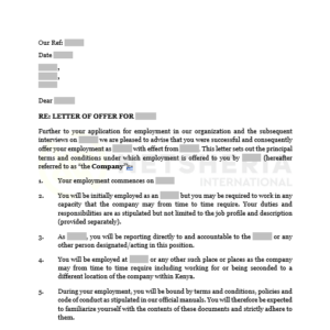 Simple letter of offer | Netsheria legal documents in Kenya