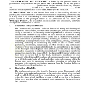 Personal Deed of Guarantee and Indemnity-in favour of a Company | Netsheria legal documents