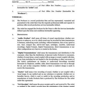 Producer and Artist Production Agreement | Netsheria Music Production Legal Documents in Kenya