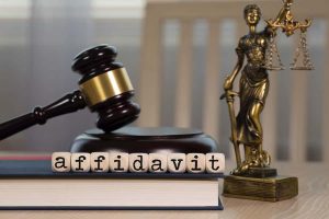 The statue of lady justice next to a judge hammer with keywords affidavit | Affidavits in Kenya | Netsheria Legal Articles